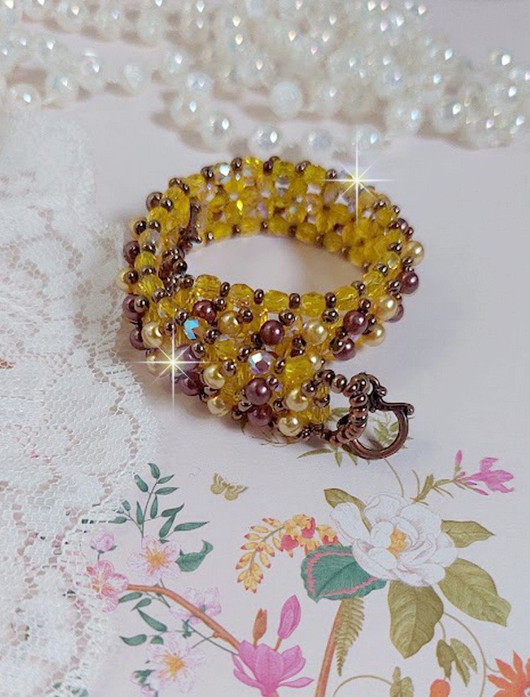 Pulsera de cuentas Soleil con cuentas de cristal y facetas