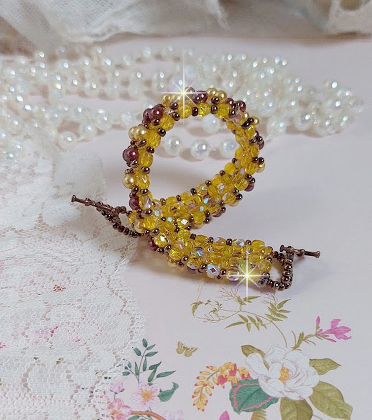 Pulsera de cuentas Soleil con cuentas de cristal y facetas