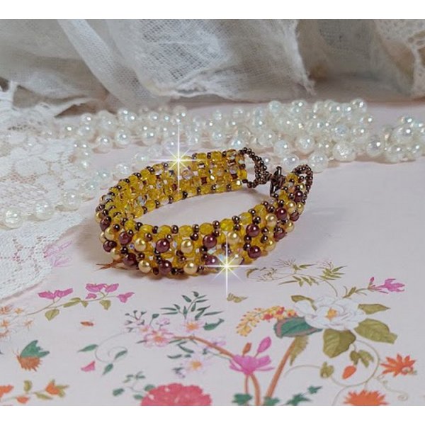 Pulsera de cuentas Soleil con cuentas de cristal y facetas