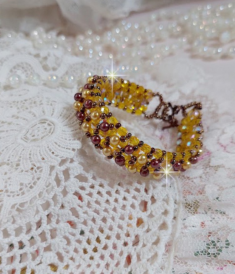 Pulsera de cuentas Soleil con cuentas de cristal y facetas