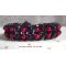 Pulsera de cuentas de terciopelo negro y rojo con facetas y cuentas de cristal nacarado