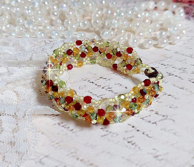 Pulsera provenzal con trompos y facetas de cristal Swarovski