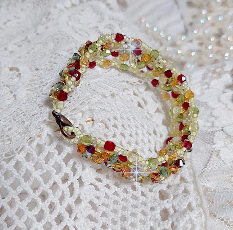 Pulsera provenzal con trompos y facetas de cristal Swarovski