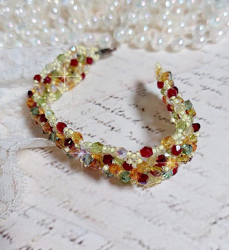 Pulsera provenzal con trompos y facetas de cristal Swarovski