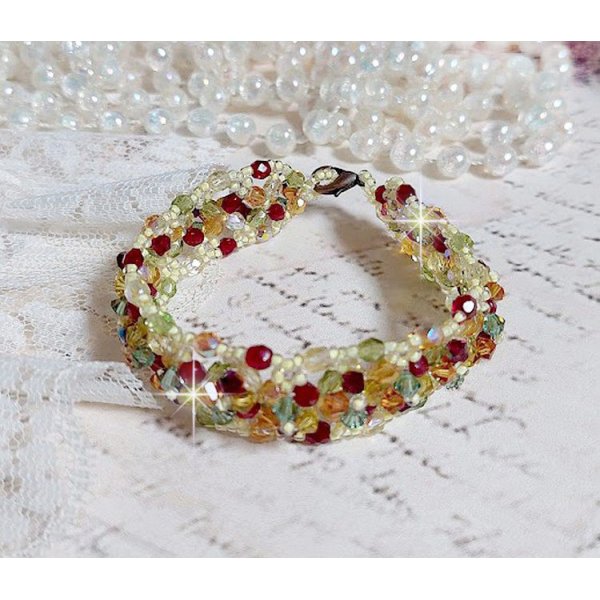 Pulsera provenzal con trompos y facetas de cristal Swarovski