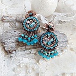 BO Monde des F&eacute;es cr&eacute;&eacute;es avec cabochon verre, estampes laiton et perles Cristal Swarovski