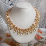 Collar Charmeuse Champagne con cristales Swarovski y gotas de cristal facetado