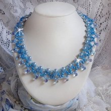 Collar Light Azur con perlas de cristal Swarovski y gotas de vidrio