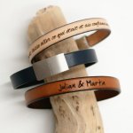 Pulsera de cuero personalizable mediante grabado elegante cierre magnético