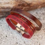 Pulsera de cuero mixto 9mm cierre ajustable