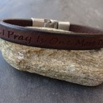 Bracelet cuir Homme gravé à personnaliser marron foncé