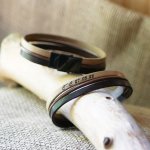 Pulsera vintage de cuero marrón para hombre, personalizable mediante grabado 