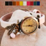 Reloj de niña con correa de piel charm zapatos de baile