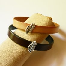 Pulsera y bucle de cuero personalizables Epi de blé, noces de froment para hombre y mujer
