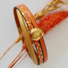 Pulsera brazalete de oro para mujer Oro y concha naranja