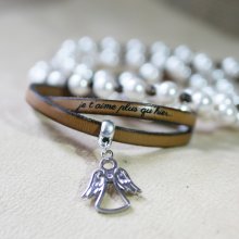 Pulsera de cuero de 2 vueltas con charm grabable