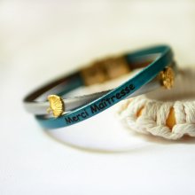 Pulsera dúo Twist de cuero dorado para mujer 