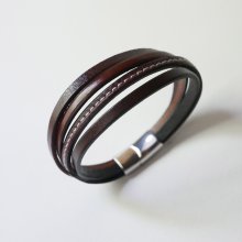 Pulsera brazalete de cuero marrón para hombre
