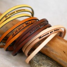 Pulsera de cuero de 3 vueltas personalizada para hombre o mujer