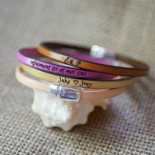 Pulsera de cuero con cierre magnético personalizada mediante grabado para hombre o mujer