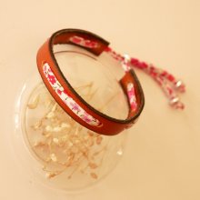 Pulsera Florâme con cinta liberty Phoebe Rose en piel marrón