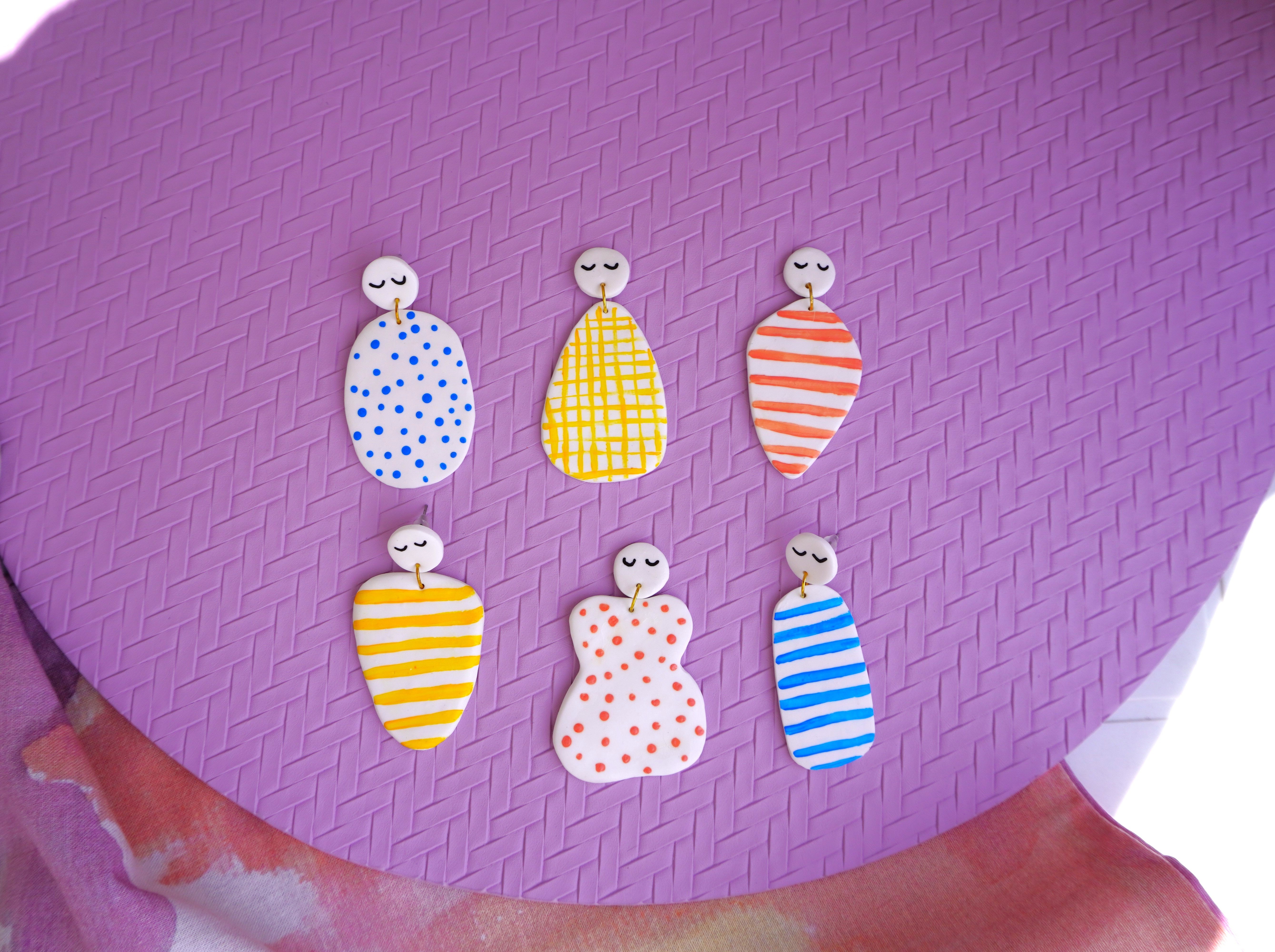 Boucles d'oreilles en argile polym&egrave;re Tige