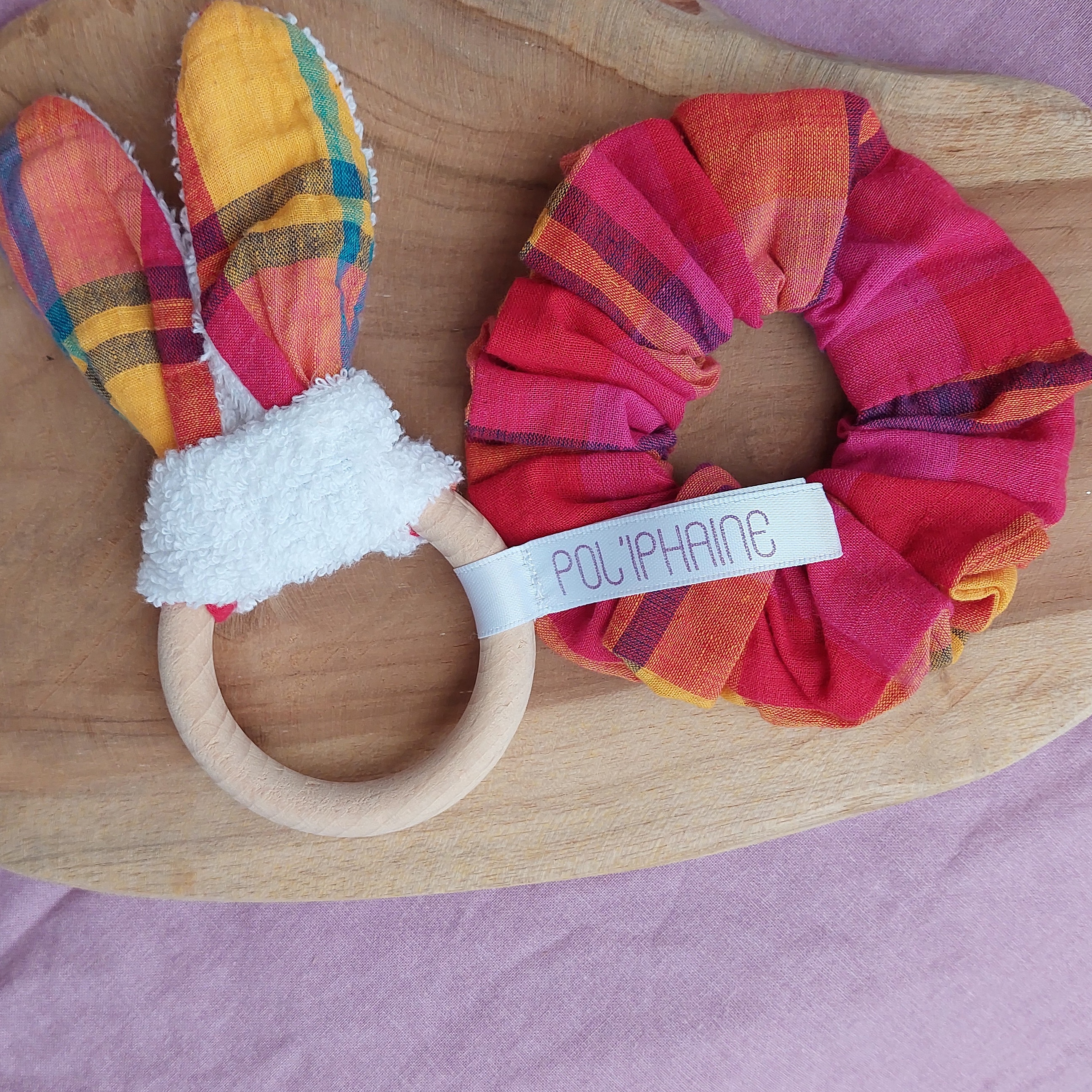 Chouchou &agrave; carreaux multicolore -  Automne