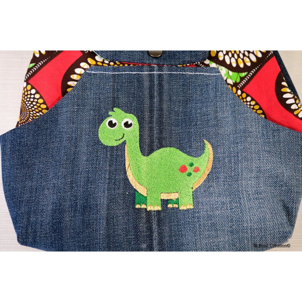 Mochila infantil bordada con dinosaurio y cera para personalizar con tu nombre