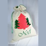 Bolsa de Navidad gran tamaño abeto rojo appliqué