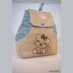 Mochila infantil bordada, gatito personalizable