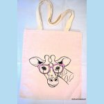 Tote Bag bordado jirafa con gafas rosa personalizable