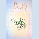 Bolsa Tote bordada jirafa verde gafas personalizable