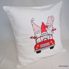 Funda de cojín Gnomos de Navidad en el coche